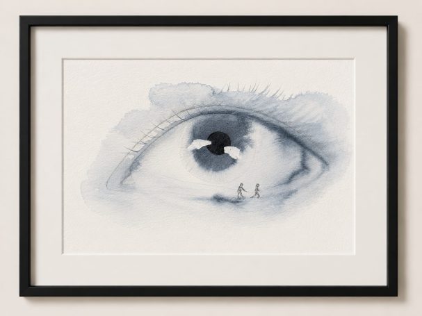 Ein kurzes Stück zusammen Minimalistische Werkreihe in Aquarell und Bleistift über innere Räume, Überforderung, Einsamkeit und das Gefühl des inneren Stillstands.
