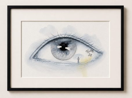 Andere steigen einfach auf Minimalistische Aquarell- und Bleistiftarbeit aus der fortlaufenden Werkreihe „das schwerste Gramm“ über Leistungsdruck
