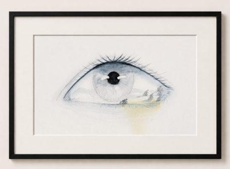 Hab nur ich Gegenwind? Minimalistische Aquarell- und Bleistiftarbeit aus der fortlaufenden Werkreihe „das schwerste Gramm“ über Leistungsdruck